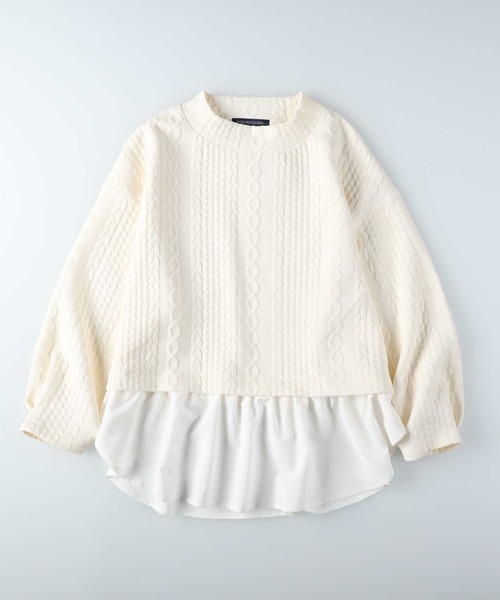 HONEYSUCKLE ROSE(ハニーサックルローズ)の「【HONEYSUCKLE ROSE】膨れジャガードフェイクレイヤード(スウェット・レディース・ブラック/オフホワイト・フリー)」の15枚目の写真
