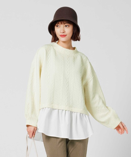 HONEYSUCKLE ROSE(ハニーサックルローズ)の「【HONEYSUCKLE ROSE】膨れジャガードフェイクレイヤード(スウェット・レディース・ブラック/オフホワイト・フリー)」の20枚目の写真