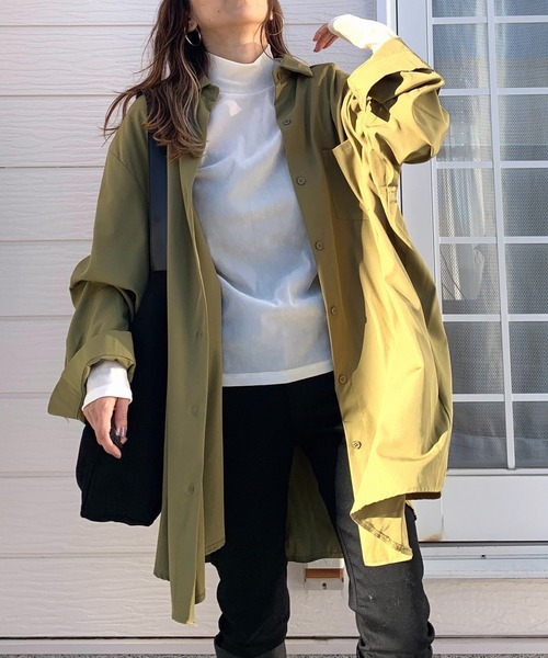 Q(キュー)の「チュニックシャツ(シャツ/ブラウス・レディース・ホワイト/オリーブ/ネイビー・MEDIUM)」の2枚目の写真