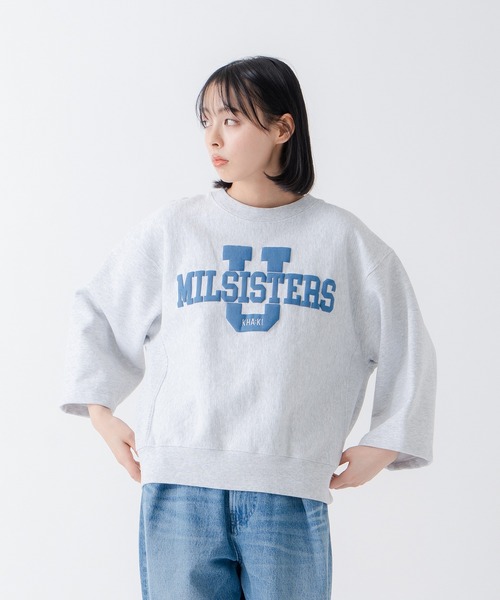 「KHA:KI/カーキ」七分袖クルーネックスウェット