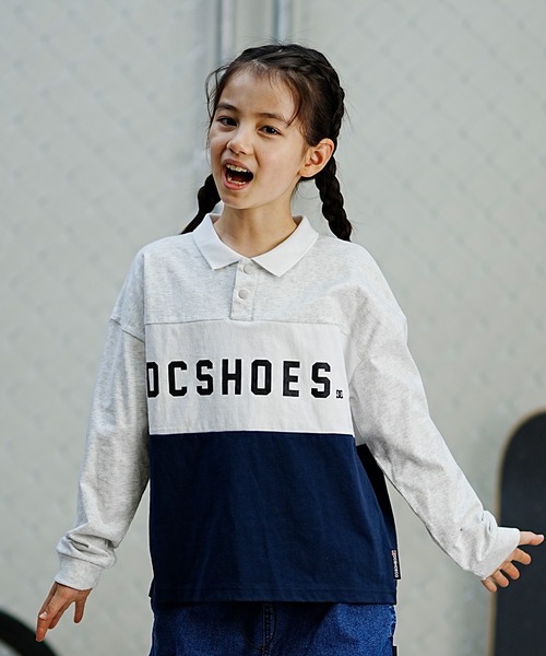 DC(ディーシー)の「DC/ディーシー DC ディーシー キッズ カラーブロック ポロ ロングスリーブ ロングTシャツ スケートボード 公園 ポロシャツ YPL241513(ポロシャツ・キッズ・グレー系その他/ブラック系その他・130cm/140cm/150cm/160cm)」の2枚目の写真
