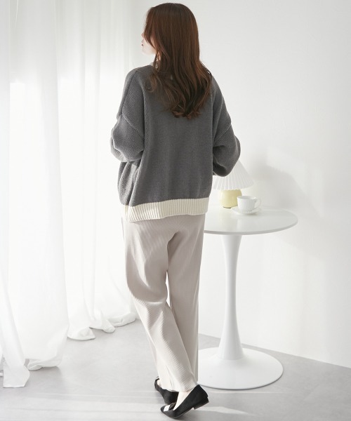 nissen（ニッセン）の「前後２ＷＡＹ　配色ミックスカラーニット（ニット/セーター・レディース・グレー系/イエロー系/ブラウン系・FREE）」の16枚目の写真