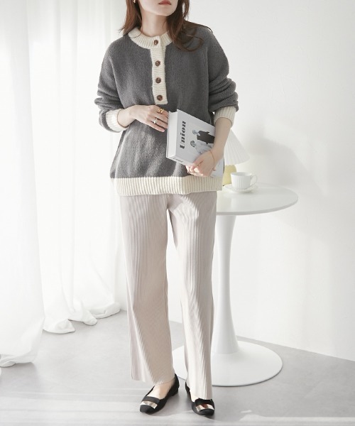 nissen（ニッセン）の「前後２ＷＡＹ　配色ミックスカラーニット（ニット/セーター・レディース・グレー系/イエロー系/ブラウン系・FREE）」の13枚目の写真