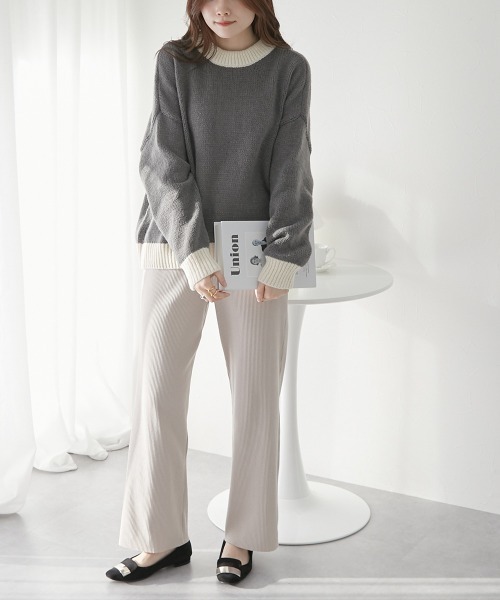 nissen（ニッセン）の「前後２ＷＡＹ　配色ミックスカラーニット（ニット/セーター・レディース・グレー系/イエロー系/ブラウン系・FREE）」の18枚目の写真