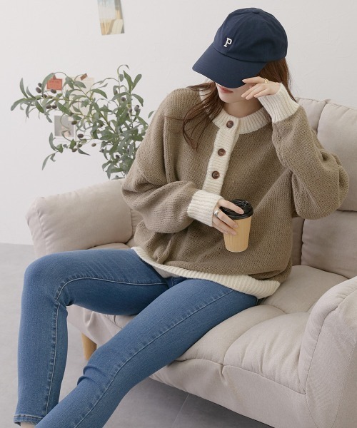 nissen（ニッセン）の「前後２ＷＡＹ　配色ミックスカラーニット（ニット/セーター・レディース・グレー系/イエロー系/ブラウン系・FREE）」の22枚目の写真