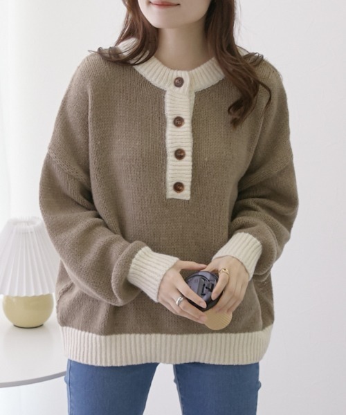 nissen（ニッセン）の「前後２ＷＡＹ　配色ミックスカラーニット（ニット/セーター・レディース・グレー系/イエロー系/ブラウン系・FREE）」の20枚目の写真