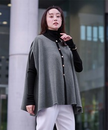 リミフゥ　ボレロ　カーディガン　ポンチョ　ニット　ウール　グレー　コート　S リミフゥ ボレロ カーディガン ポンチョ ニット ウール グレー