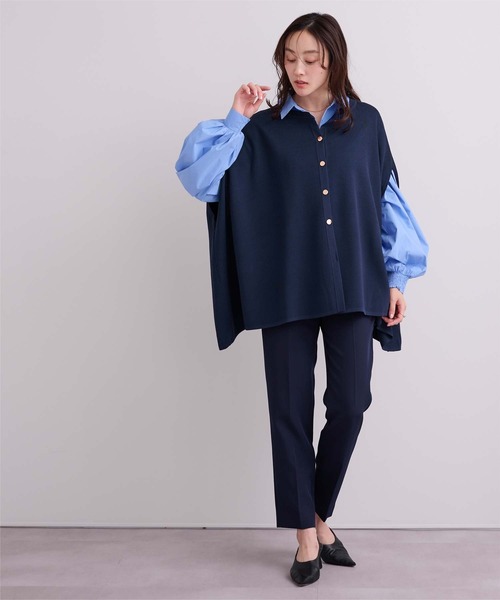 ゴールド釦ケープニットカーディガン（カーディガン/ボレロ