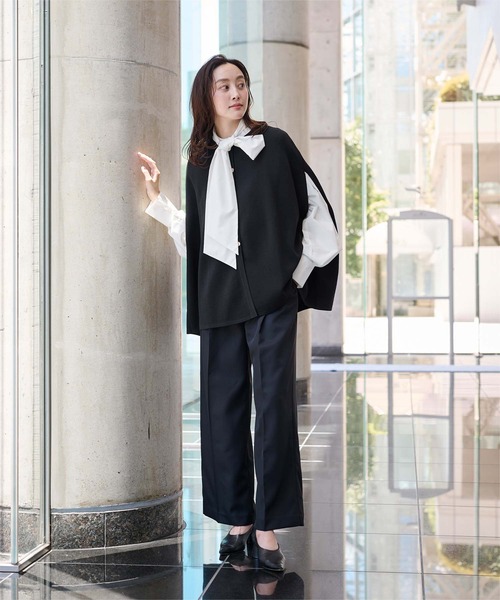 セール】ゴールド釦ケープニットカーディガン（カーディガン/ボレロ