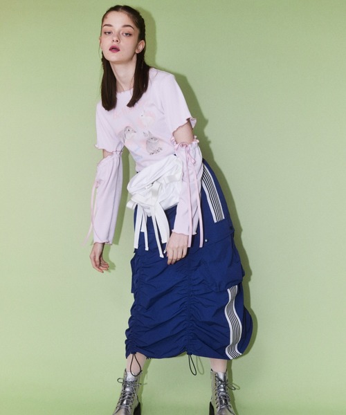 Candy Stripper(キャンディストリッパー)の「DRAWSTRING LINED スカート(スカート・レディース・ライトブルー/アイボリー/ネイビー/ブラック・2)」の6枚目の写真