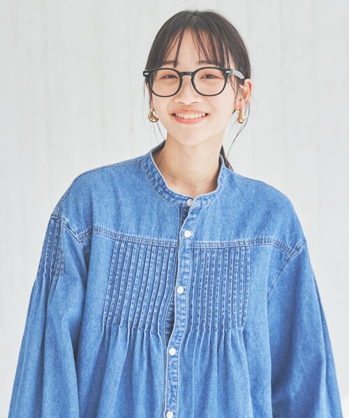 coen(コーエン)の「【WEB限定】デニムピンタックブラウス(シャツ/ブラウス・レディース・コバルトブルー/ダークグレー・M/L)」の11枚目の写真