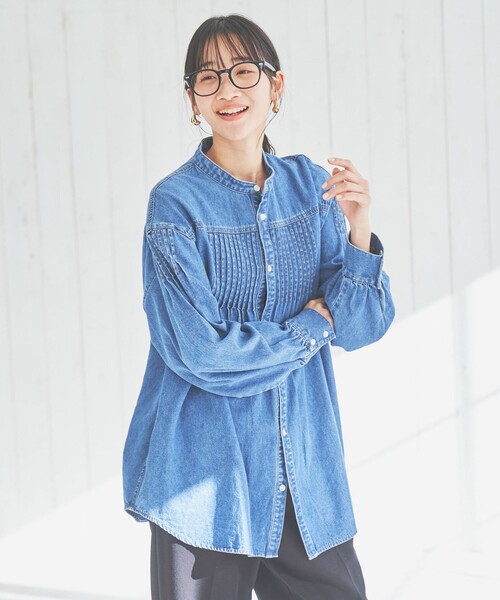 coen(コーエン)の「【WEB限定】デニムピンタックブラウス(シャツ/ブラウス・レディース・コバルトブルー/ダークグレー・M/L)」の13枚目の写真