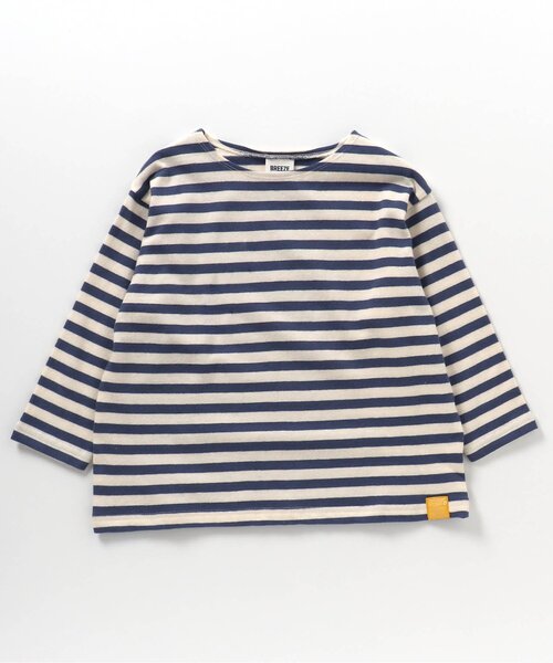 BREEZE（ブリーズ）の「【リンク】カラフルボーダーロンT_一部WEB限定サイズ（Tシャツ/カットソー・キッズ・ネイビー/レインボー/グリーン/イエロー・90/100/110/120/80/130/140/150）」の3枚目の写真