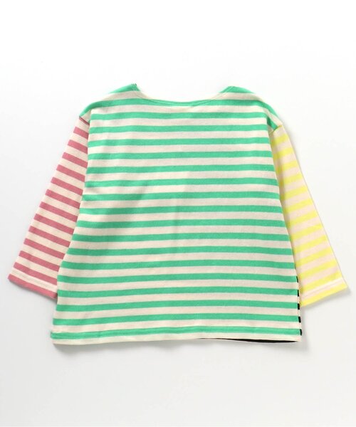 BREEZE（ブリーズ）の「【リンク】カラフルボーダーロンT_一部WEB限定サイズ（Tシャツ/カットソー・キッズ・ネイビー/レインボー/グリーン/イエロー・90/100/110/120/80/130/140/150）」の8枚目の写真