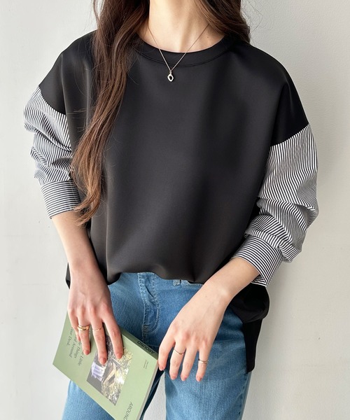 GeeRA(ジーラ)の「異素材ドッキングプルオーバー(Tシャツ/カットソー・レディース・オフホワイト/ブラック/ブラック系その他・MEDIUM/X-LARGE/LARGE)」の16枚目の写真