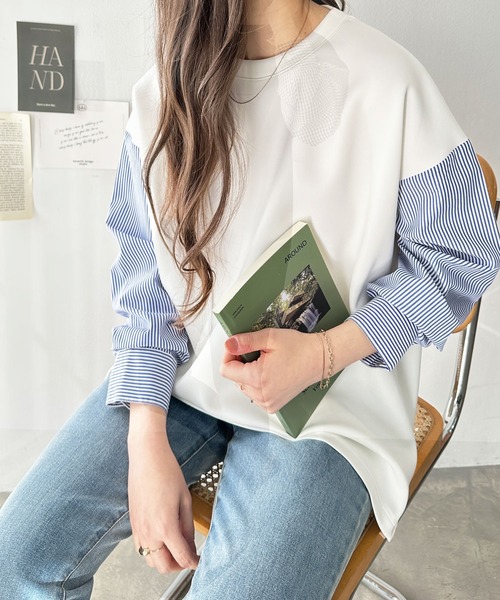 GeeRA(ジーラ)の「異素材ドッキングプルオーバー(Tシャツ/カットソー・レディース・オフホワイト/ブラック/ブラック系その他・MEDIUM/X-LARGE/LARGE)」の10枚目の写真