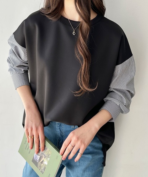 GeeRA(ジーラ)の「異素材ドッキングプルオーバー(Tシャツ/カットソー・レディース・オフホワイト/ブラック/ブラック系その他・MEDIUM/X-LARGE/LARGE)」の17枚目の写真