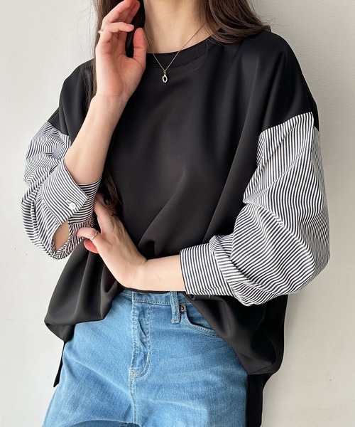 GeeRA(ジーラ)の「異素材ドッキングプルオーバー(Tシャツ/カットソー・レディース・オフホワイト/ブラック/ブラック系その他・MEDIUM/X-LARGE/LARGE)」の19枚目の写真