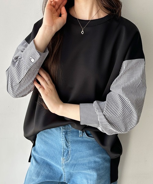 GeeRA(ジーラ)の「異素材ドッキングプルオーバー(Tシャツ/カットソー・レディース・オフホワイト/ブラック/ブラック系その他・MEDIUM/X-LARGE/LARGE)」の18枚目の写真