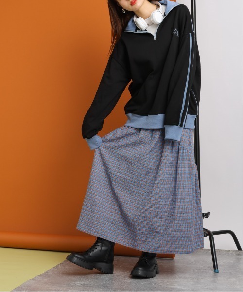 RAGEBLUE（レイジブルー）の「配色ライントラック/オーバーサイズ刺繍ハーフZIPスウェット（スウェット・レディース・オフホワイト/グレー/ブラック・FREE）」の11枚目の写真