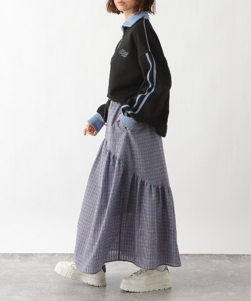 RAGEBLUE（レイジブルー）の「配色ライントラック/オーバーサイズ刺繍ハーフZIPスウェット（スウェット・レディース・オフホワイト/グレー/ブラック・FREE）」の20枚目の写真