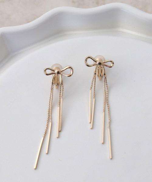 Three Four Time（ｽﾘｰﾌｫｰﾀｲﾑ）の「リボンイヤリング（イヤリング・レディース・ゴールド/ピンクゴールド・FREE）」の3枚目の写真