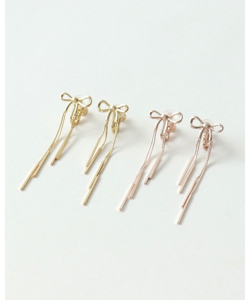 Three Four Time（ｽﾘｰﾌｫｰﾀｲﾑ）の「リボンイヤリング（イヤリング・レディース・ゴールド/ピンクゴールド・FREE）」の10枚目の写真