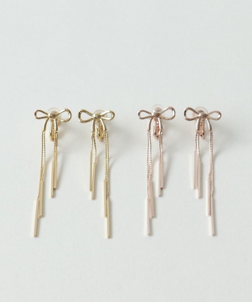 Three Four Time（ｽﾘｰﾌｫｰﾀｲﾑ）の「リボンイヤリング（イヤリング・レディース・ゴールド/ピンクゴールド・FREE）」の11枚目の写真