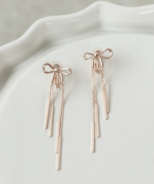 Three Four Time（ｽﾘｰﾌｫｰﾀｲﾑ）の「リボンイヤリング（イヤリング・レディース・ゴールド/ピンクゴールド・FREE）」の7枚目の写真