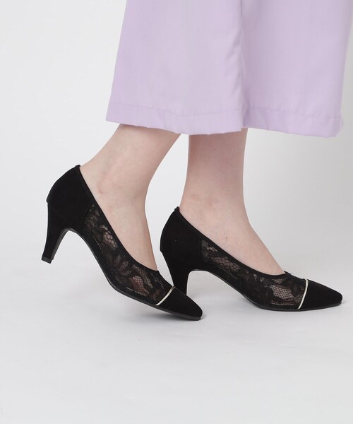 ESPERANZA（エスペランサ）の「◆切替チュールレースパンプス 結婚式二次会 パーティー 24SS（パンプス・レディース・ピンクベージュ/ブラック系2/ブラック系8/ベージュ系8・23.0cm/24.5cm/25.0cm/22.5cm/24.0cm/23.5cm）」の15枚目の写真