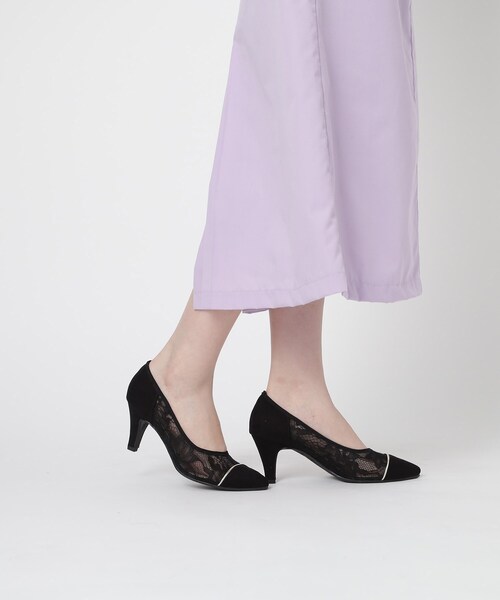 ESPERANZA（エスペランサ）の「◆切替チュールレースパンプス 結婚式二次会 パーティー 24SS（パンプス・レディース・ピンクベージュ/ブラック系2/ブラック系8/ベージュ系8・23.0cm/24.5cm/25.0cm/22.5cm/24.0cm/23.5cm）」の13枚目の写真