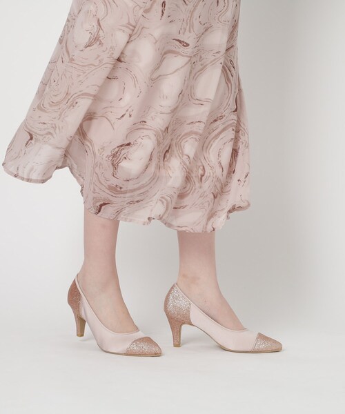 ESPERANZA（エスペランサ）の「◆切替チュールレースパンプス 結婚式二次会 パーティー 24SS（パンプス・レディース・ピンクベージュ/ブラック系2/ブラック系8/ベージュ系8・23.0cm/24.5cm/25.0cm/22.5cm/24.0cm/23.5cm）」の10枚目の写真