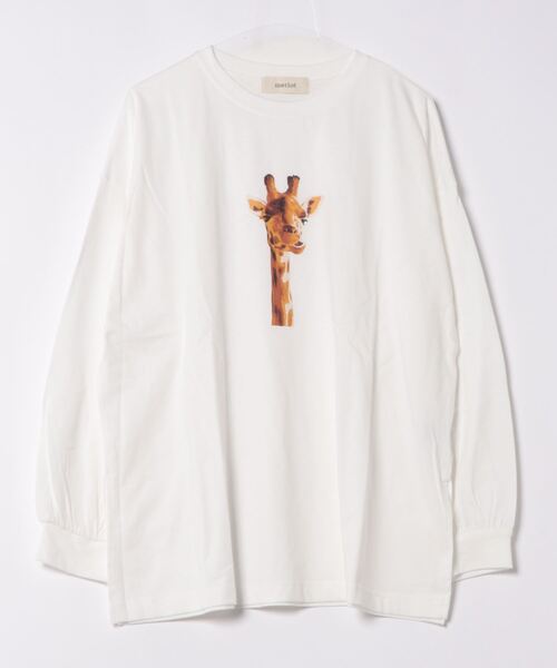 MERLOT（メルロー）の「きりんプリントロンT（Tシャツ/カットソー・レディース・ブラック/ホワイト・FREE）」の12枚目の写真