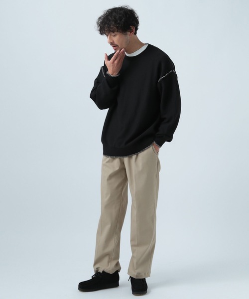 BAYFLOW(ベイフロー)の「ステッチニットプルオーバー(ニット/セーター・メンズ・ベージュ/ブラック・LARGE/MEDIUM)」の3枚目の写真