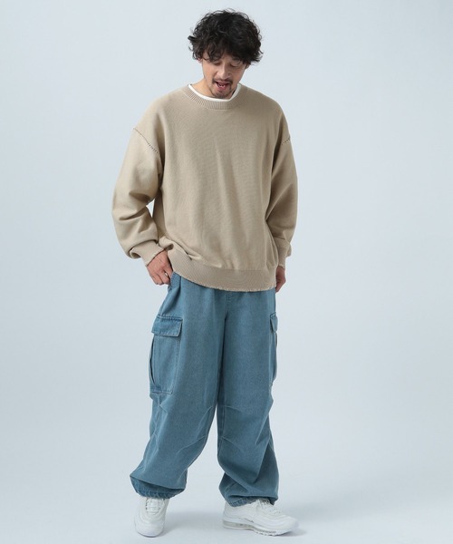 BAYFLOW(ベイフロー)の「ステッチニットプルオーバー(ニット/セーター・メンズ・ベージュ/ブラック・LARGE/MEDIUM)」の5枚目の写真