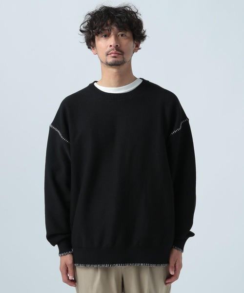 BAYFLOW(ベイフロー)の「ステッチニットプルオーバー(ニット/セーター・メンズ・ベージュ/ブラック・LARGE/MEDIUM)」の6枚目の写真