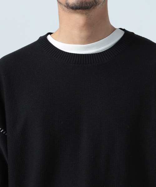 BAYFLOW(ベイフロー)の「ステッチニットプルオーバー(ニット/セーター・メンズ・ベージュ/ブラック・LARGE/MEDIUM)」の9枚目の写真