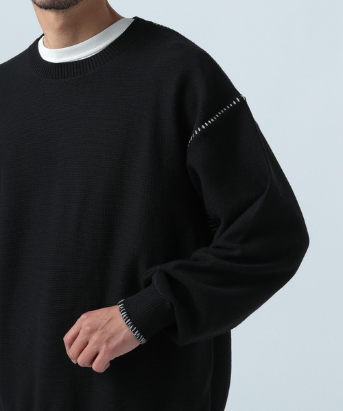 BAYFLOW(ベイフロー)の「ステッチニットプルオーバー(ニット/セーター・メンズ・ベージュ/ブラック・LARGE/MEDIUM)」の10枚目の写真