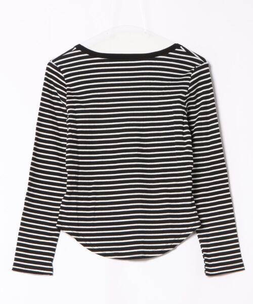 anap mimpi（アナップミンピ）の「ボーダー Uネック 長袖 ラウンドヘム カットソー（Tシャツ/カットソー・レディース・ブラック/ホワイト・FREE）」の8枚目の写真