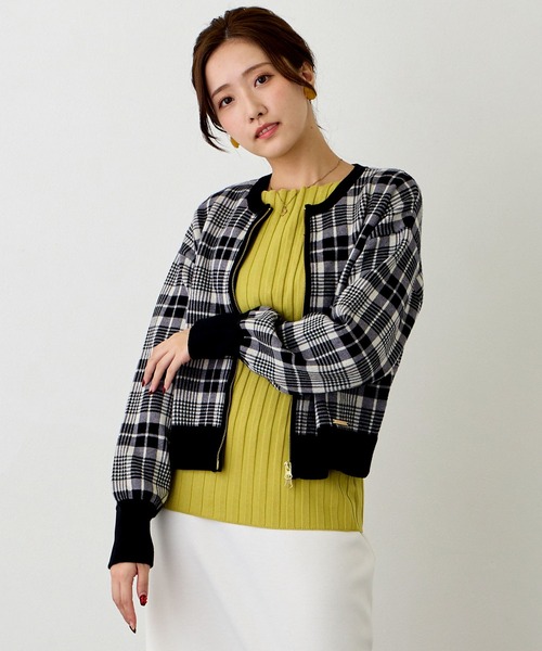 NICOLE white（ニコルホワイト）の「Ｗジャカードニットブルゾン（その他トップス・レディース・その他1/その他2/その他3/サックスブルー・FREE）」の4枚目の写真