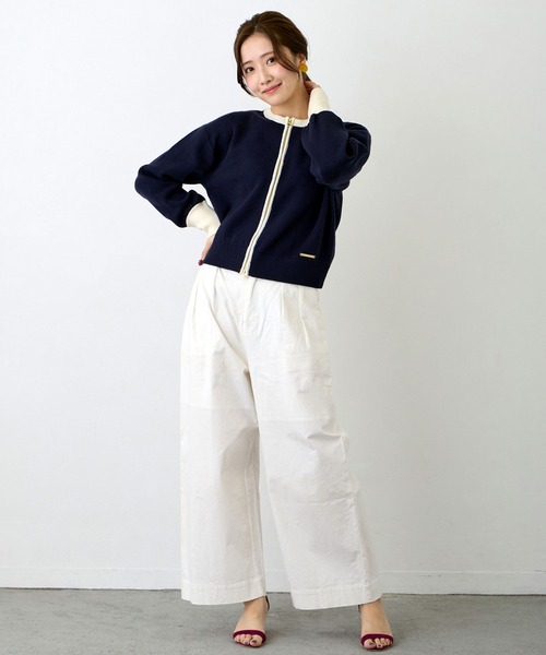 NICOLE white（ニコルホワイト）の「Ｗジャカードニットブルゾン（その他トップス・レディース・その他1/その他2/その他3/サックスブルー・FREE）」の21枚目の写真