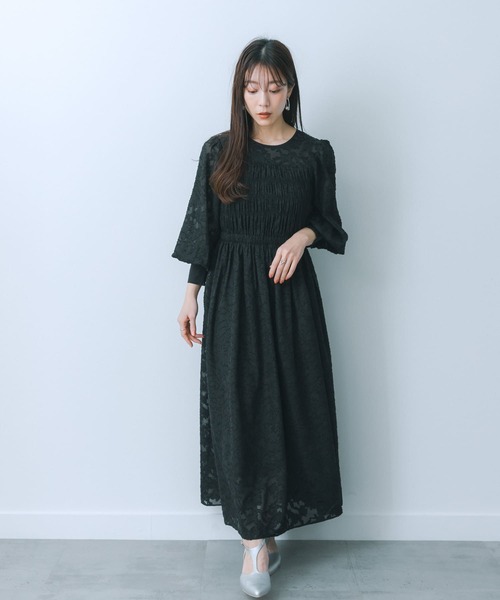 HEYUMM（ヘユム）の「ウエストマークシャーリングワンピース（ワンピース・レディース・ベージュ/アイボリー/ブラック・ONE/S）」の18枚目の写真