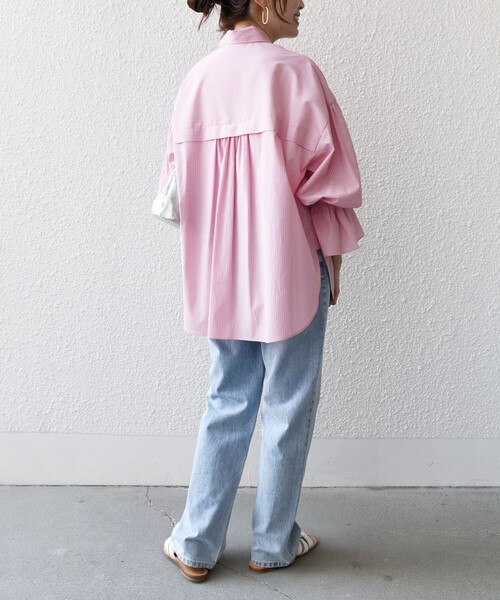 SHIPS(シップス)の「*〈手洗い可能〉ストライプ 2WAY ボウタイ シャツ◇(シャツ/ブラウス・レディース・ネイビー/ブルー/ピンク系・ONE SIZE)」の22枚目の写真