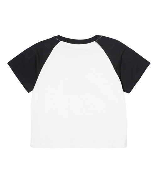 X-girl（エックスガール）の「WHIRLPOOL S/S RAGLAN SLEEVE BABY TEE（Tシャツ/カットソー・レディース・ブラック/ホワイト・S/M）」の3枚目の写真