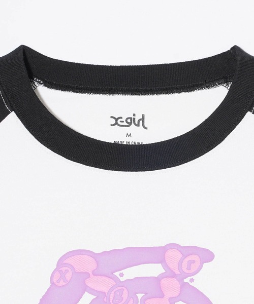 X-girl（エックスガール）の「WHIRLPOOL S/S RAGLAN SLEEVE BABY TEE（Tシャツ/カットソー・レディース・ブラック/ホワイト・S/M）」の10枚目の写真