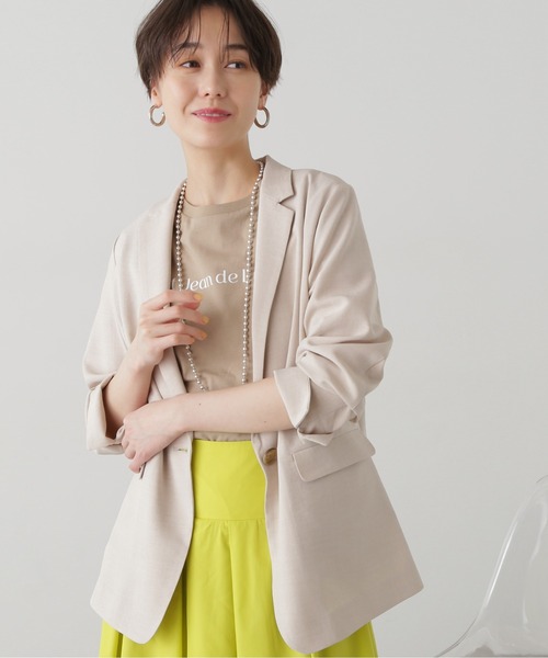 N.(N. Natural Beauty Basic)(エヌエヌナチュラルビューティーベーシック)の「◆タンブラーオックスジャケット(テーラードジャケット・レディース・ベージュ/スミクロ・MEDIUM)」の9枚目の写真