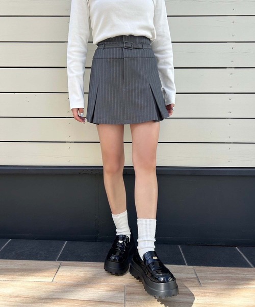 one after another NICE CLAUP(ワンアフターアナザーナイスクラップ)の「【セットアップ対応】ベルト付きミニスカパン(スカート・レディース・サックスブルー/アイボリー/グレー・FREE)」の22枚目の写真