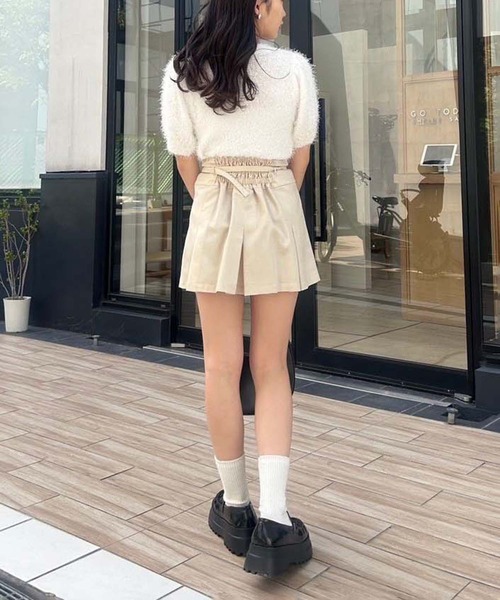 セットアップ対応】ベルト付きミニスカパン（スカート）｜one after