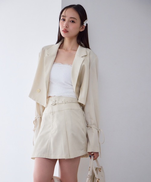 セットアップ対応】ベルト付きミニスカパン（スカート）｜one after