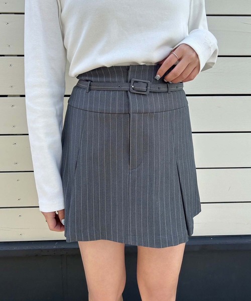 セットアップ対応】ベルト付きミニスカパン（スカート）｜one after